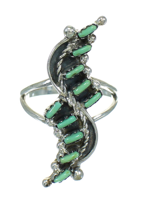Southwestern Silver And Turquoise Needlepoint Ring Size 5-3/4 YX80950